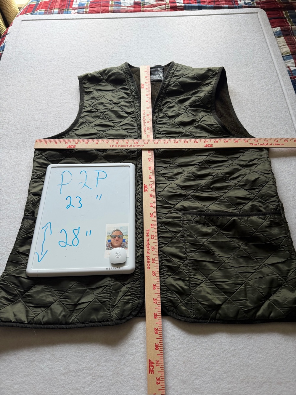Barbour Polarquilt Waistcoat Zip In Liner Gilet Olive Green Mens Large L 42 44 - Picture 8 of 11